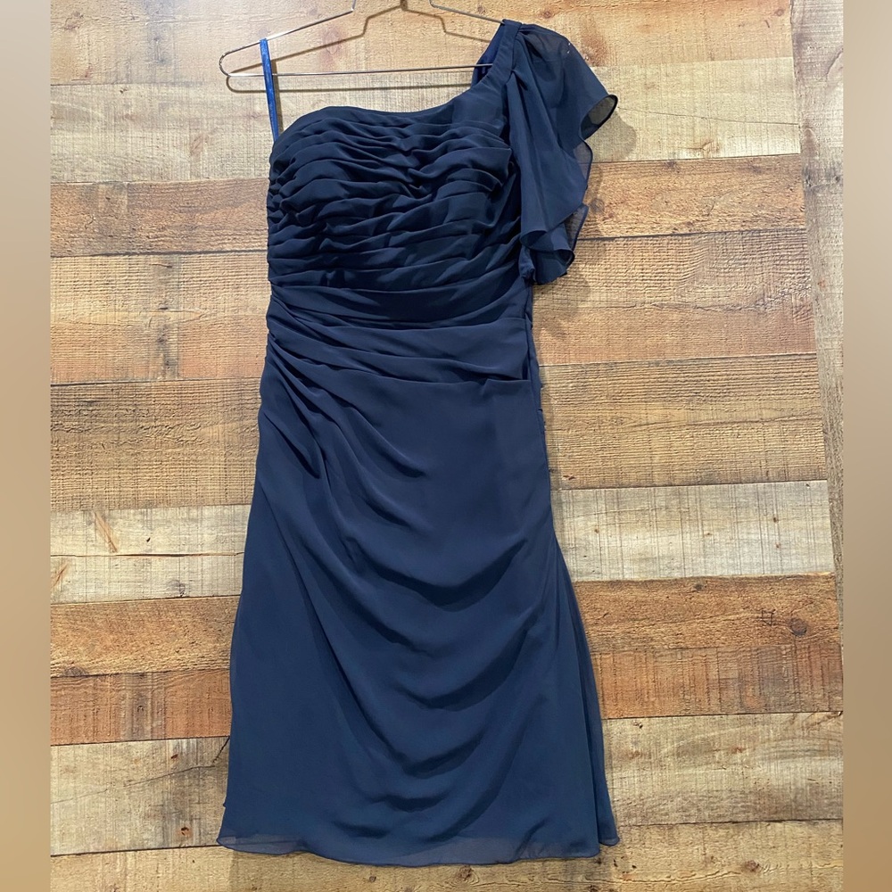 Mori Lee Navy One-Shoulder Evening Wedding Guest Cocktail Dress Size 10